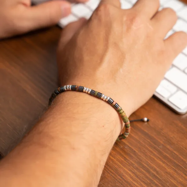 Unakit – Hematit Taşı – 925 Ayar Gümüş Bileklik – Rondela